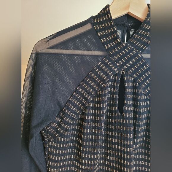 The Xena Vintage 60s Mesh Gold and Summer Goth Black Blouse XS-S - Picture 8 of 12